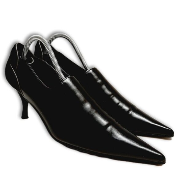 Couture DONALD J PLINER Roxie Black Pumps Leather Heels Shooties Sz 8 N - Picture 1 of 16